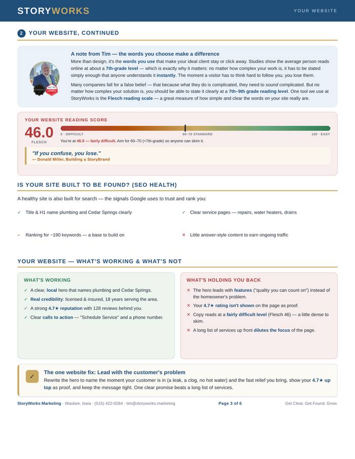 Sample Web Presence Snapshot page 3 of 6