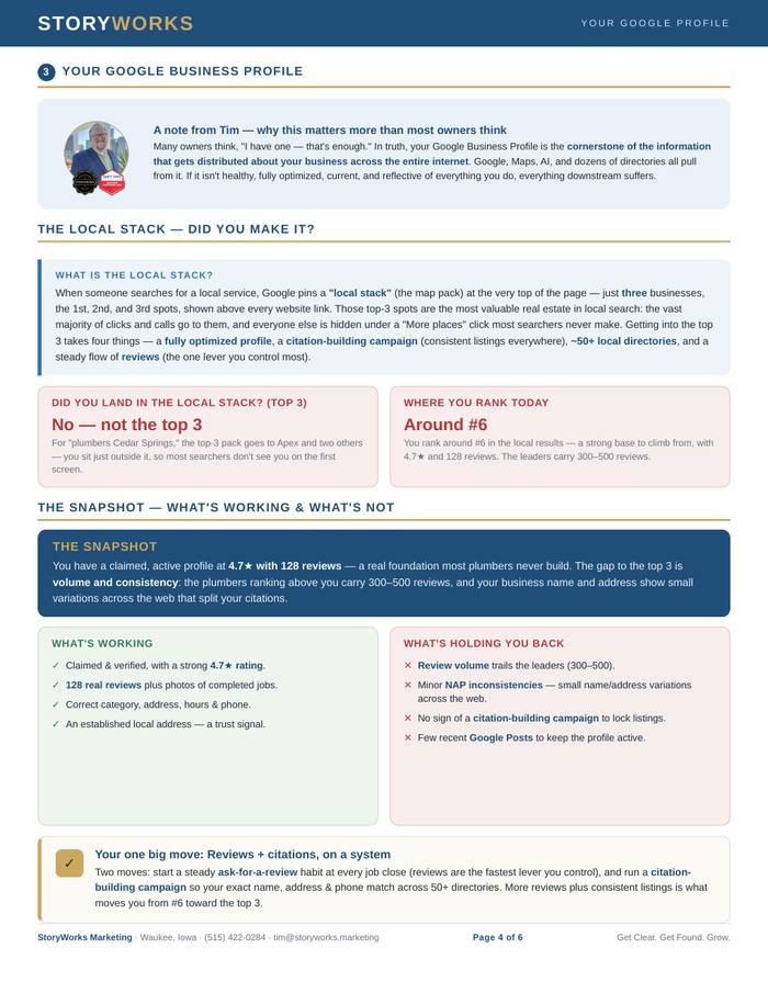 Sample Web Presence Snapshot page 4 of 6