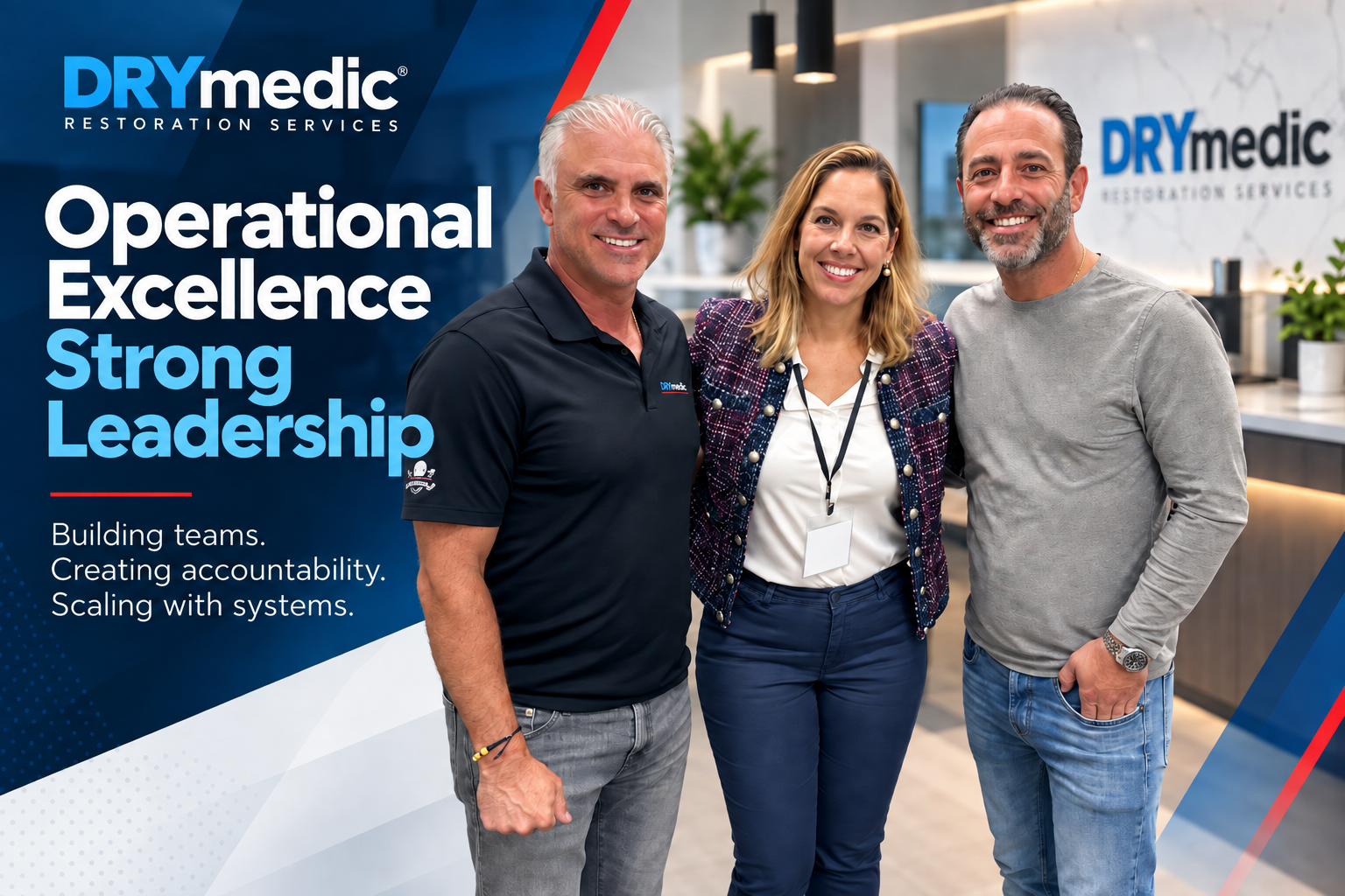 Sheila Purim, with the co-founders of Drymedic, Ben Gergis (left) and Carlos Hesano (right)