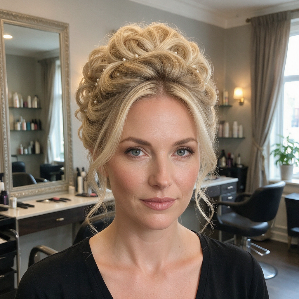 Updo styling by AP Beauty Salon — refined, special occasion look