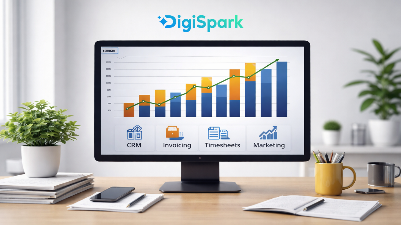 Integrated CRM and marketing analytics dashboard highlighting software complexity