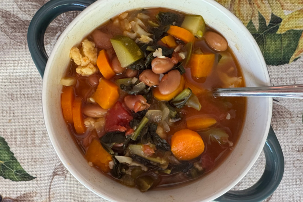 Hearty Garden Vegetable Soup with beans added for a more substantial meal