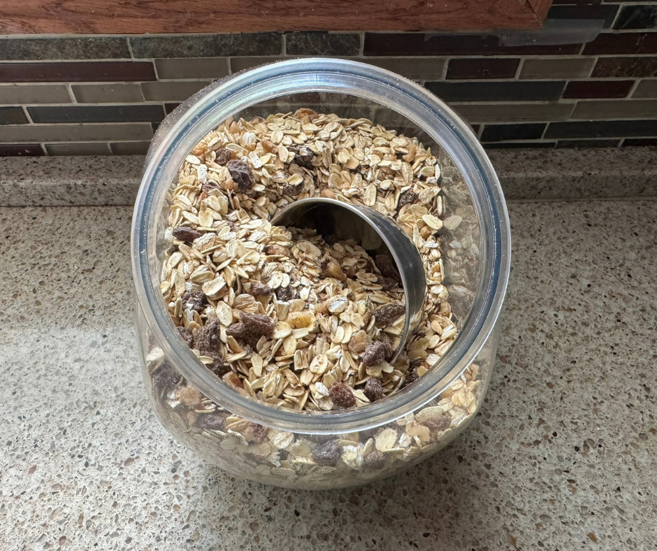 Prep-Ahead Oatmeal Mix stored in a container for easy breakfasts