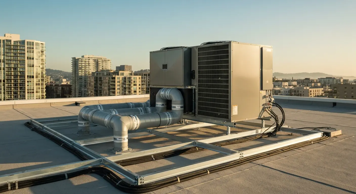 Rooftop HVAC unit installation