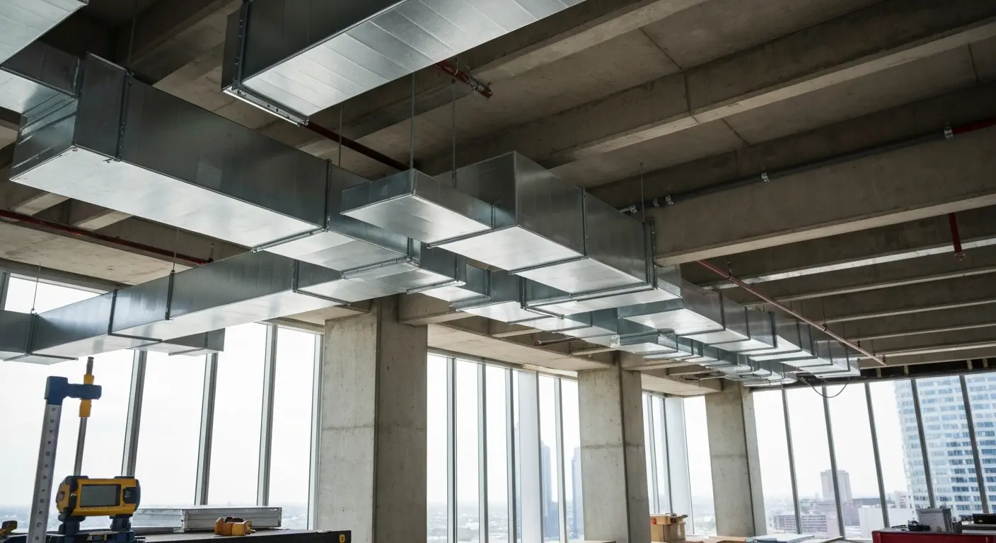 Ductwork installation for commercial HVAC system