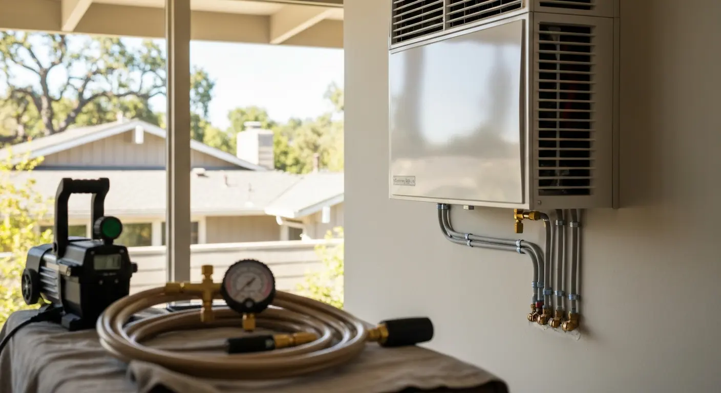 Mini-split installation with wall-mounted indoor unit