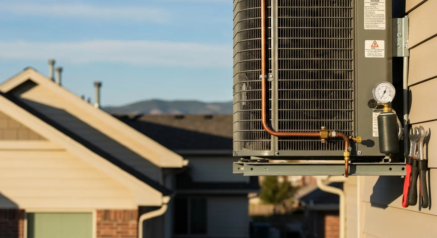 HVAC technician servicing air conditioning