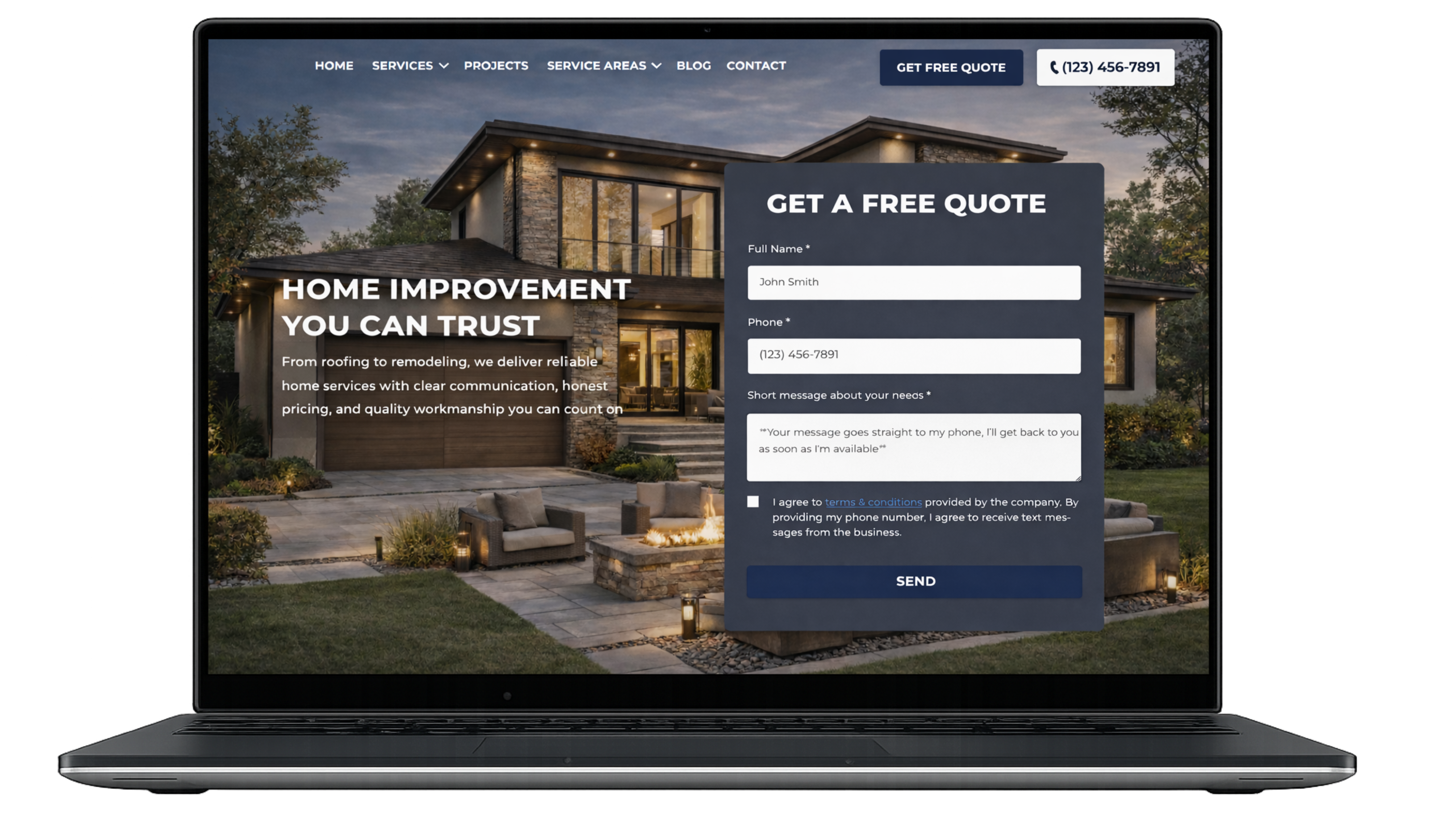 Home service website and automation preview