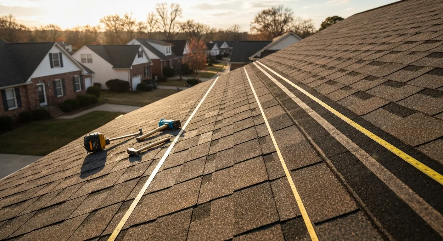 Roof repair on residential home