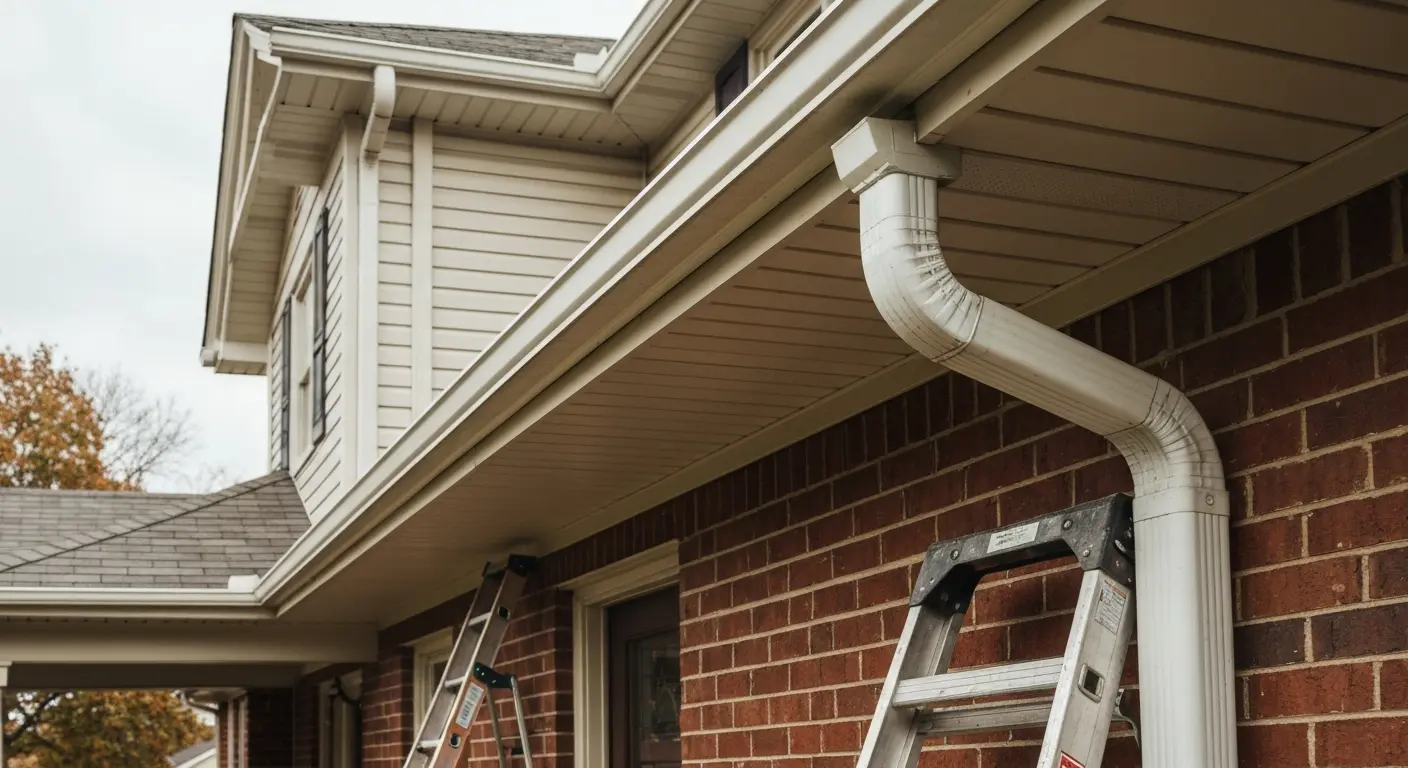 Gutter repair work on residential property