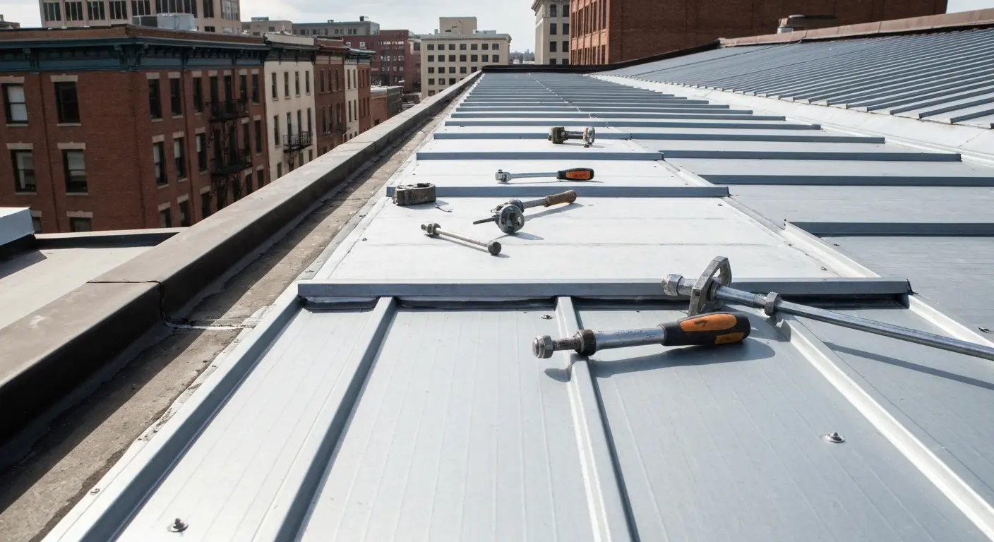 Metal roof repair work