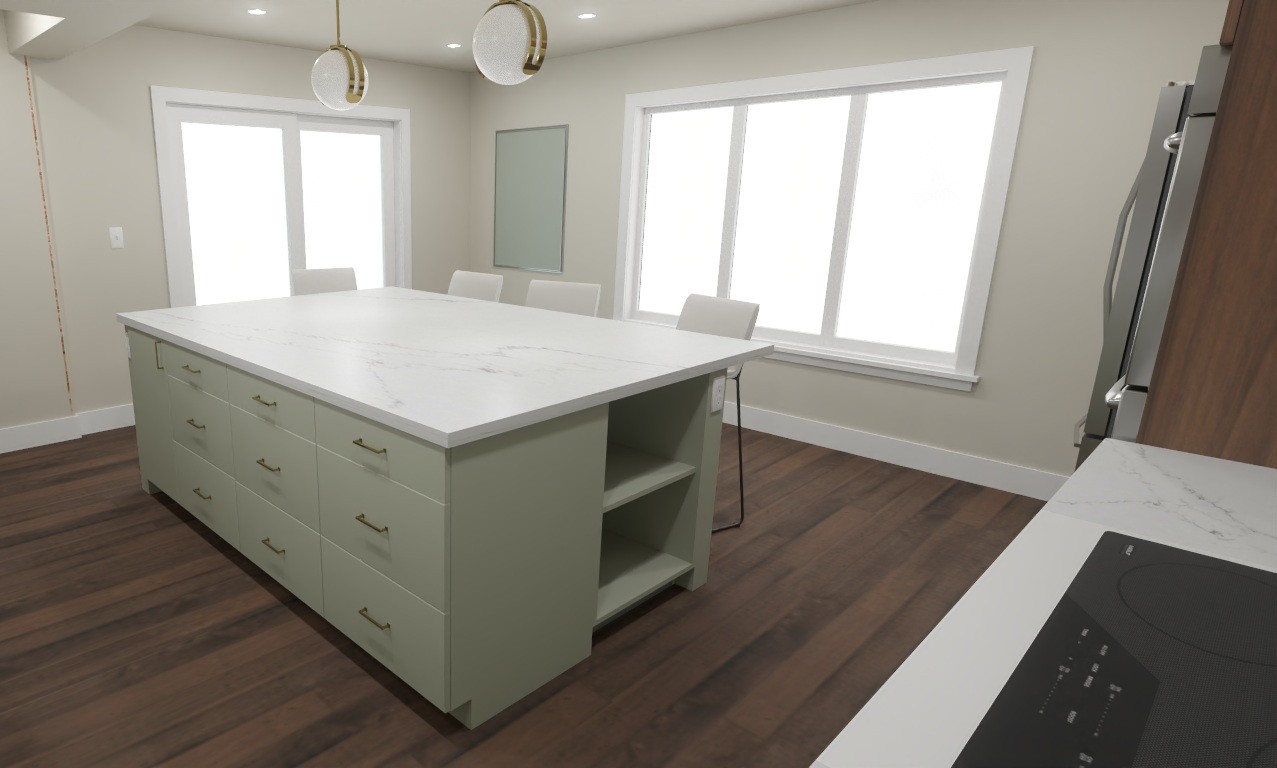 3D Kitchen Render — Island View