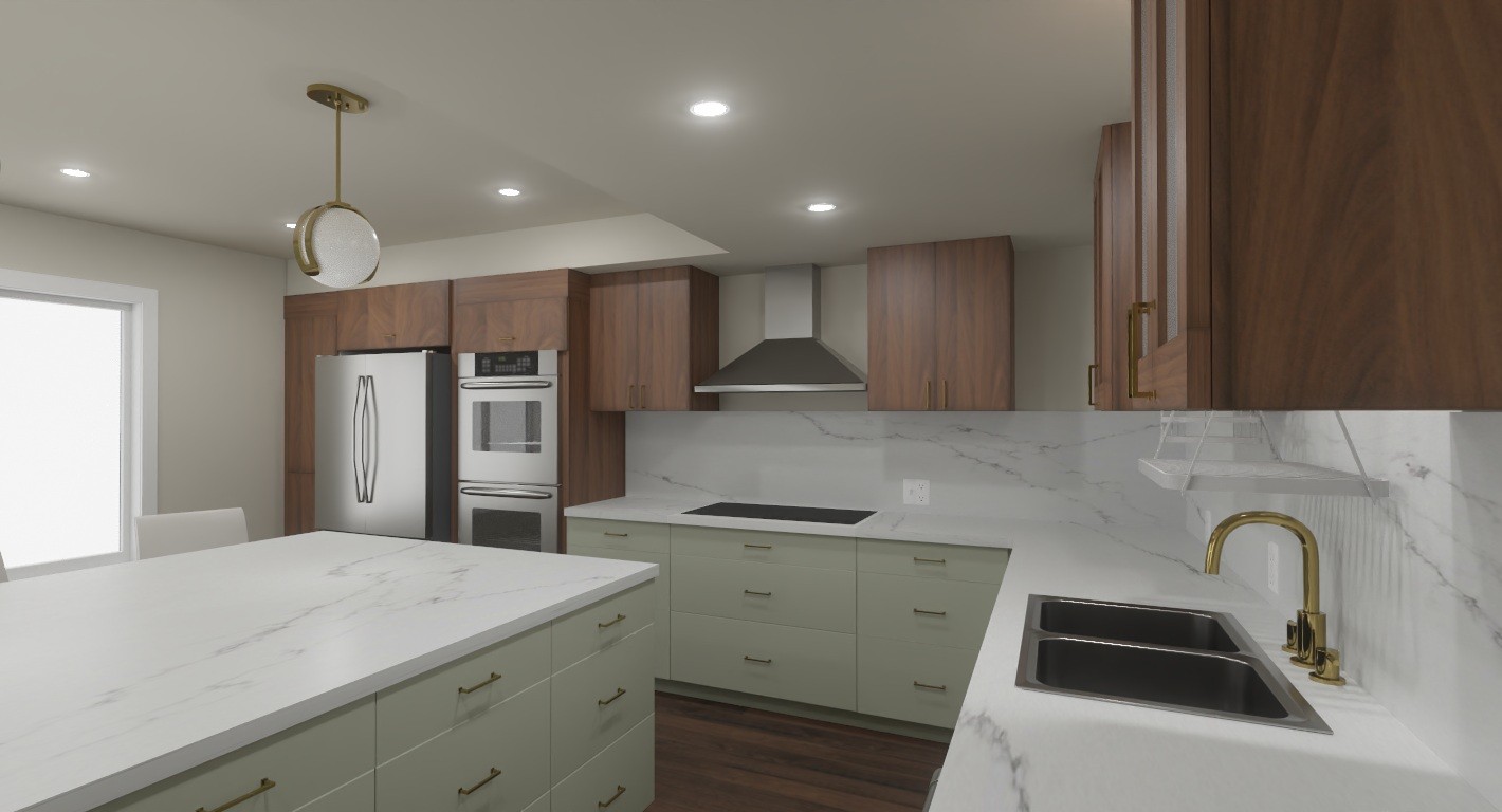 3D Kitchen Render — Wall View
