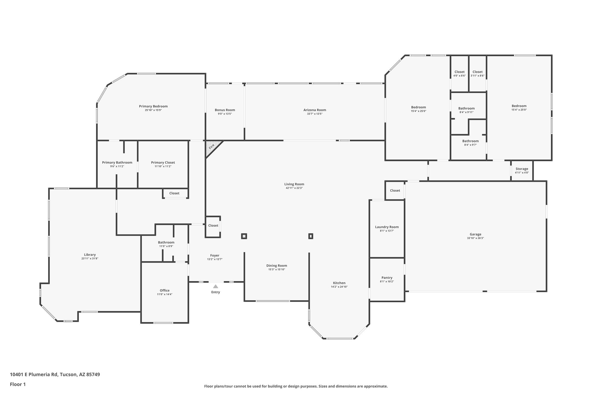 The floor plan at 10401 E Plumeria Road
