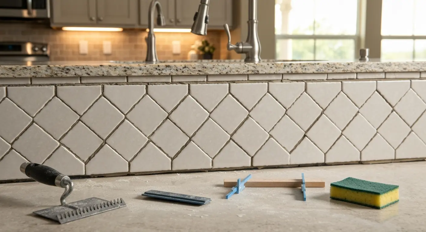 Tile backsplash installation