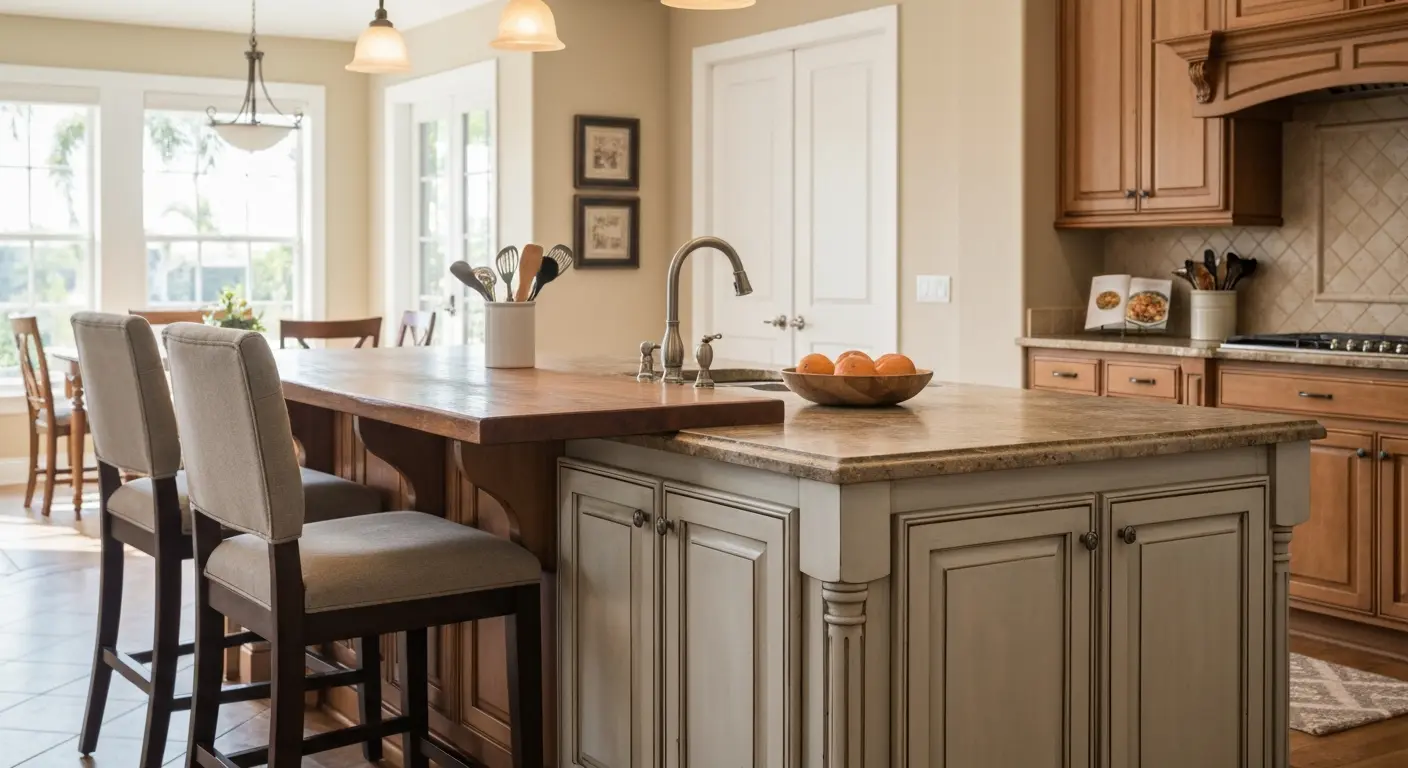 Kitchen island with custom seating