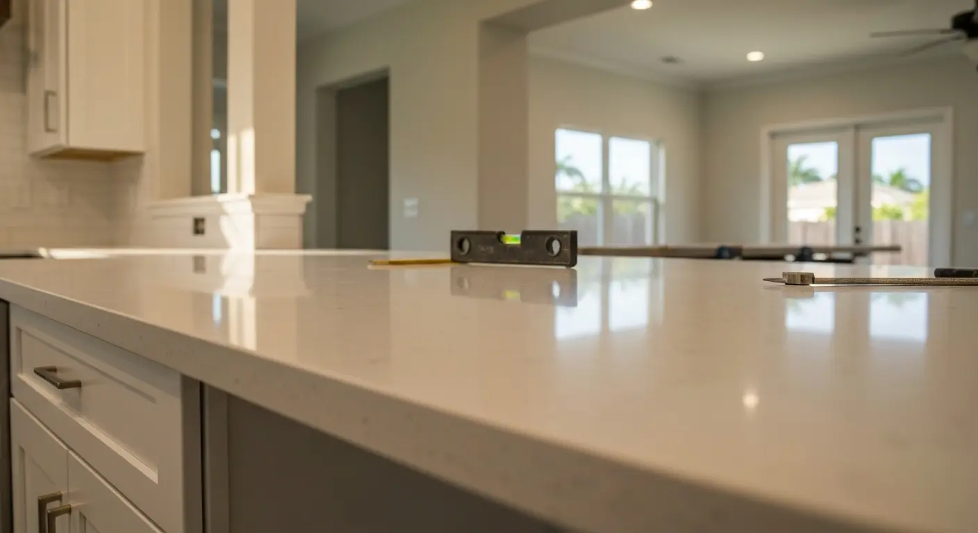 Kitchen countertop installation with quartz in Coral Springs