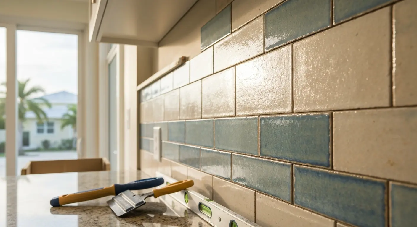 Backsplash tile installation