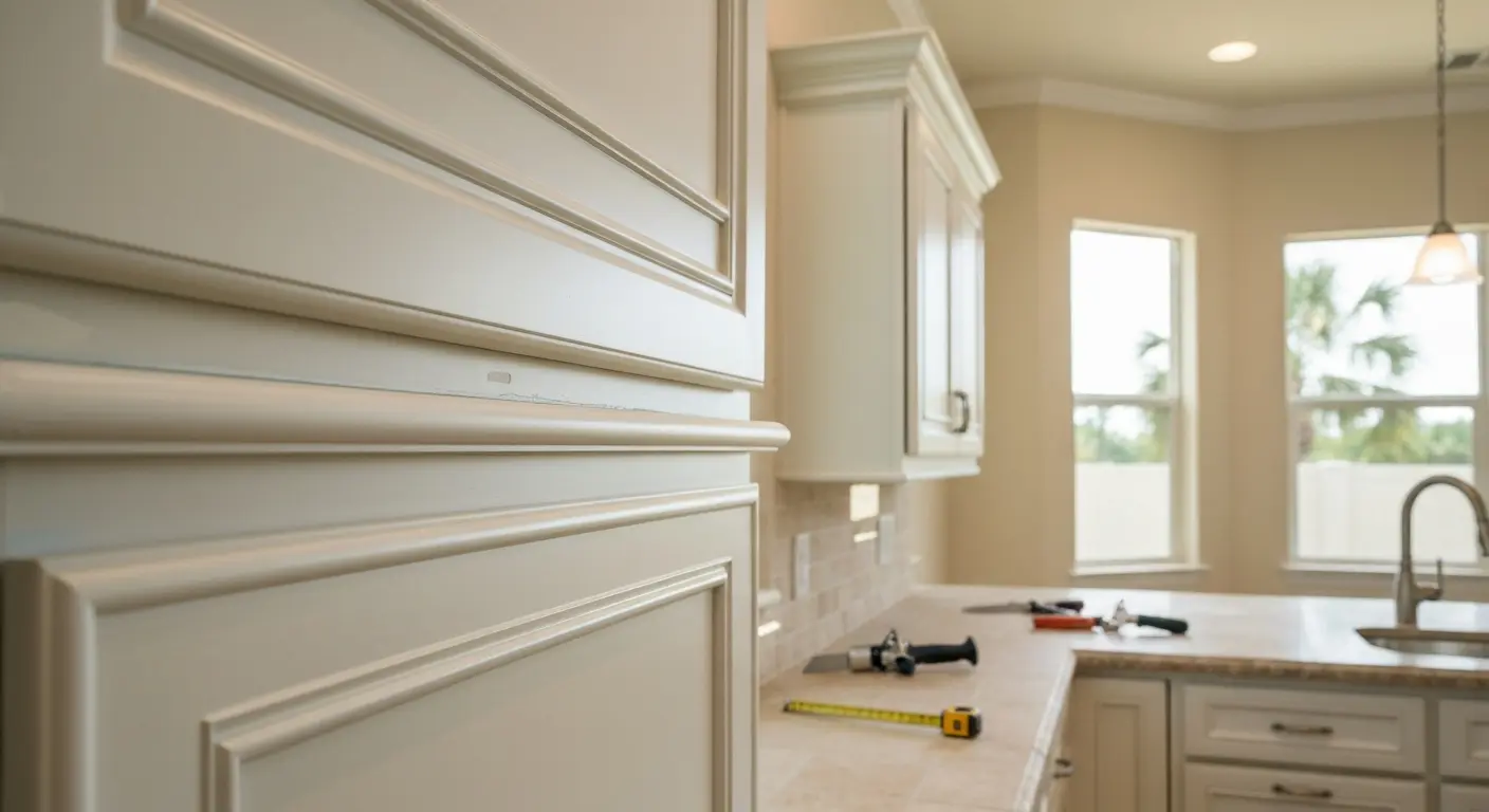 Custom cabinet trim installation