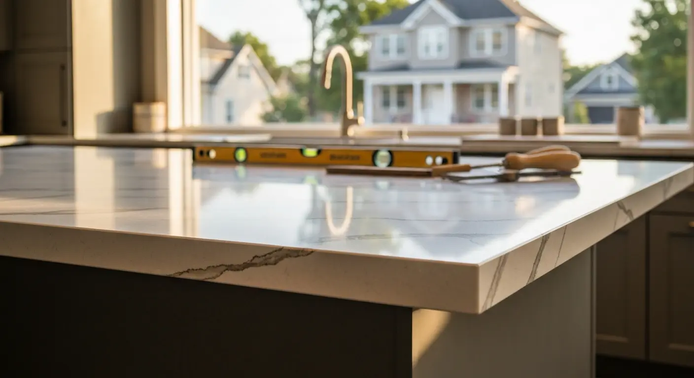 Quartzite countertop installation