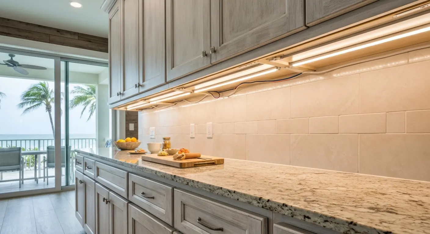 Under-cabinet lighting in modern kitchen