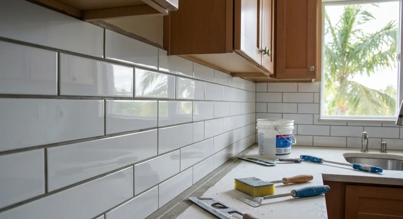Tile backsplash installation
