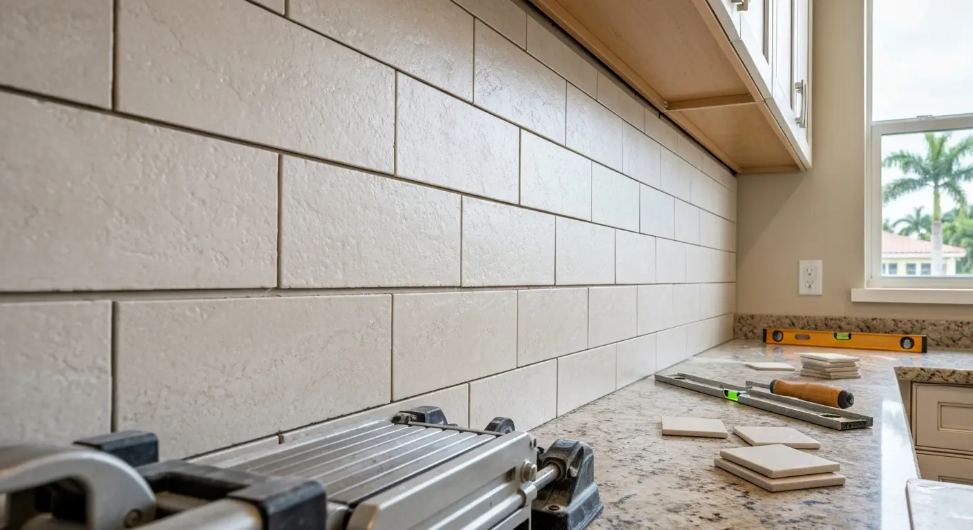 Tile backsplash installation Jupiter kitchen