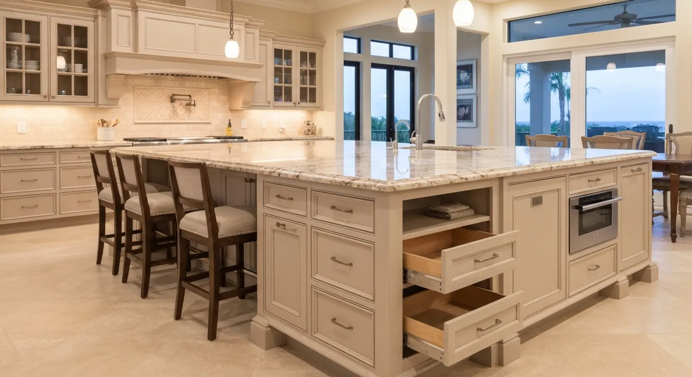 Custom kitchen island installation in Delray Beach