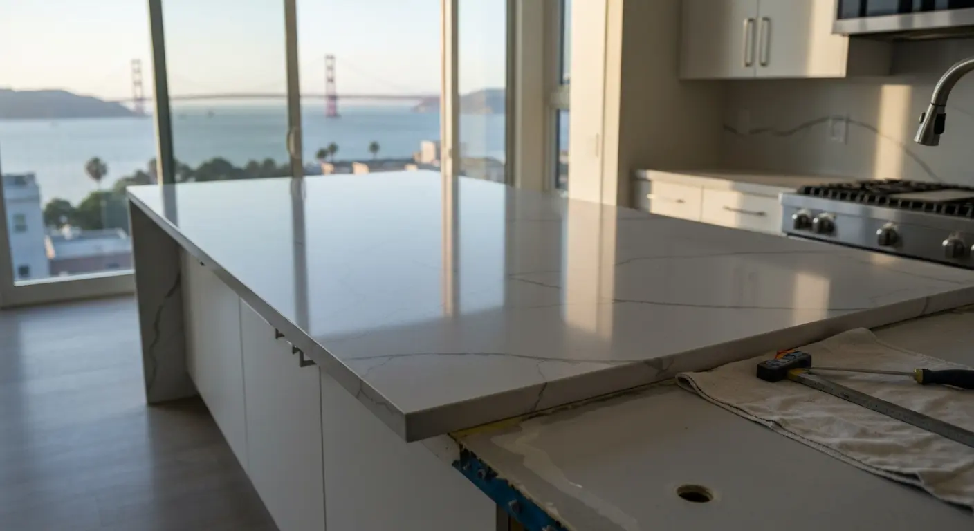 Quartz countertop installation
