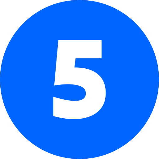 Flujo de trabajo - Ícono con el número cinco