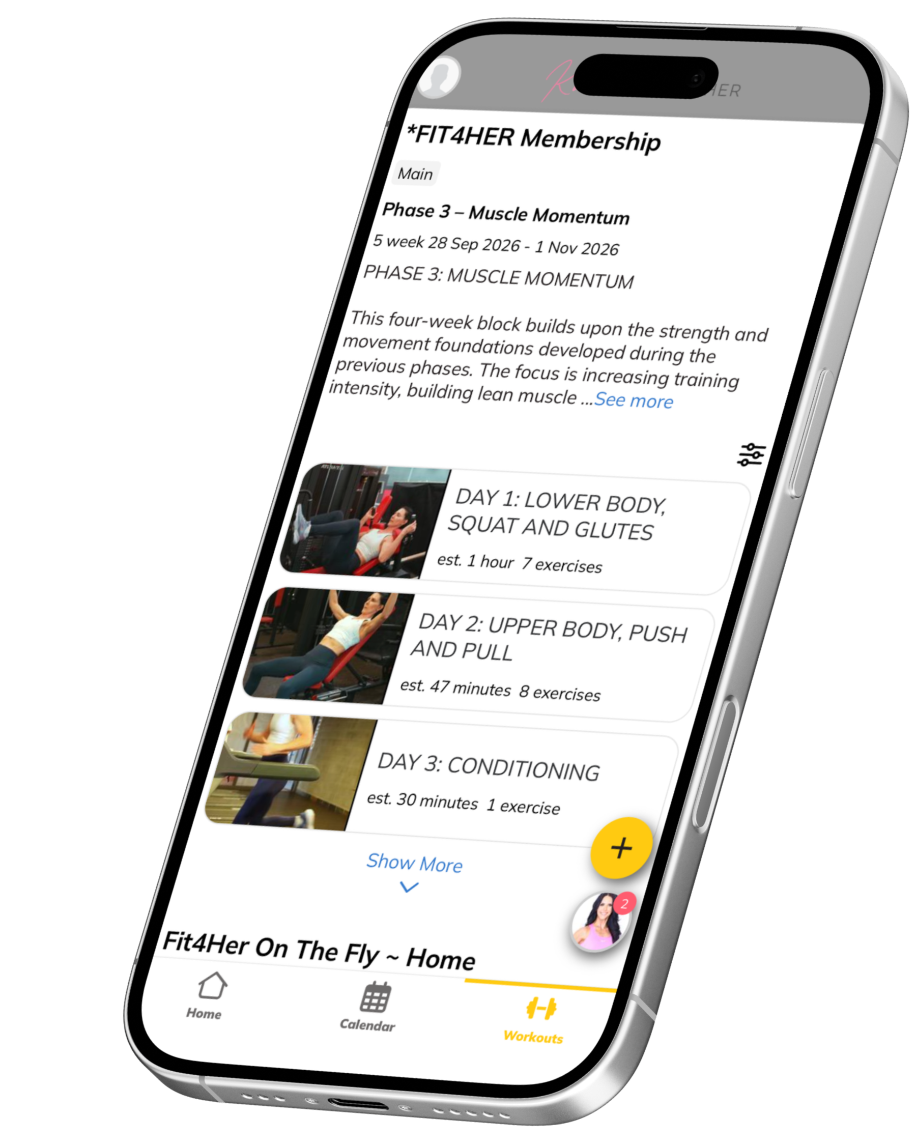 FIT4HER workout app preview