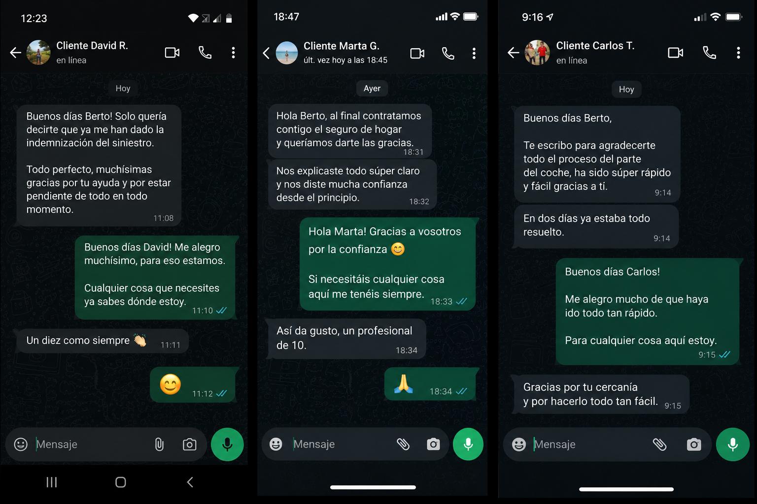 Conversaciones de clientes por WhatsApp