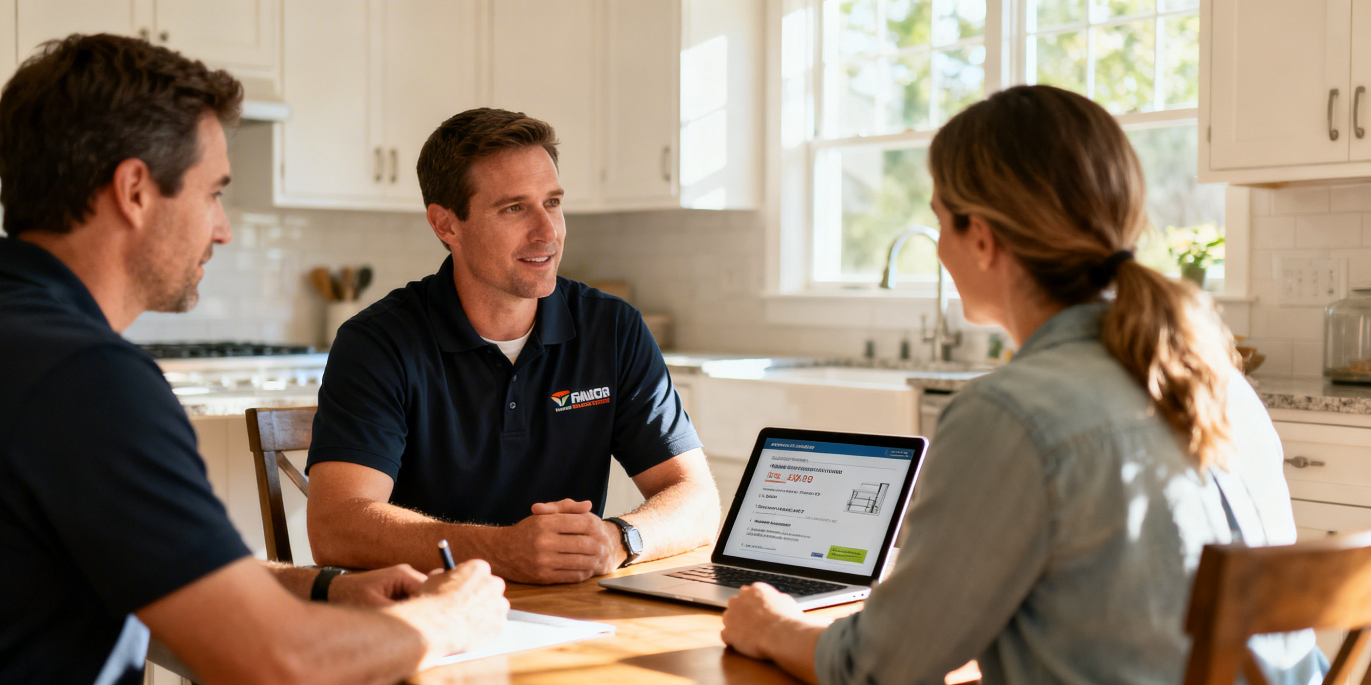 Contractor meeting with homeowner at kitchen table