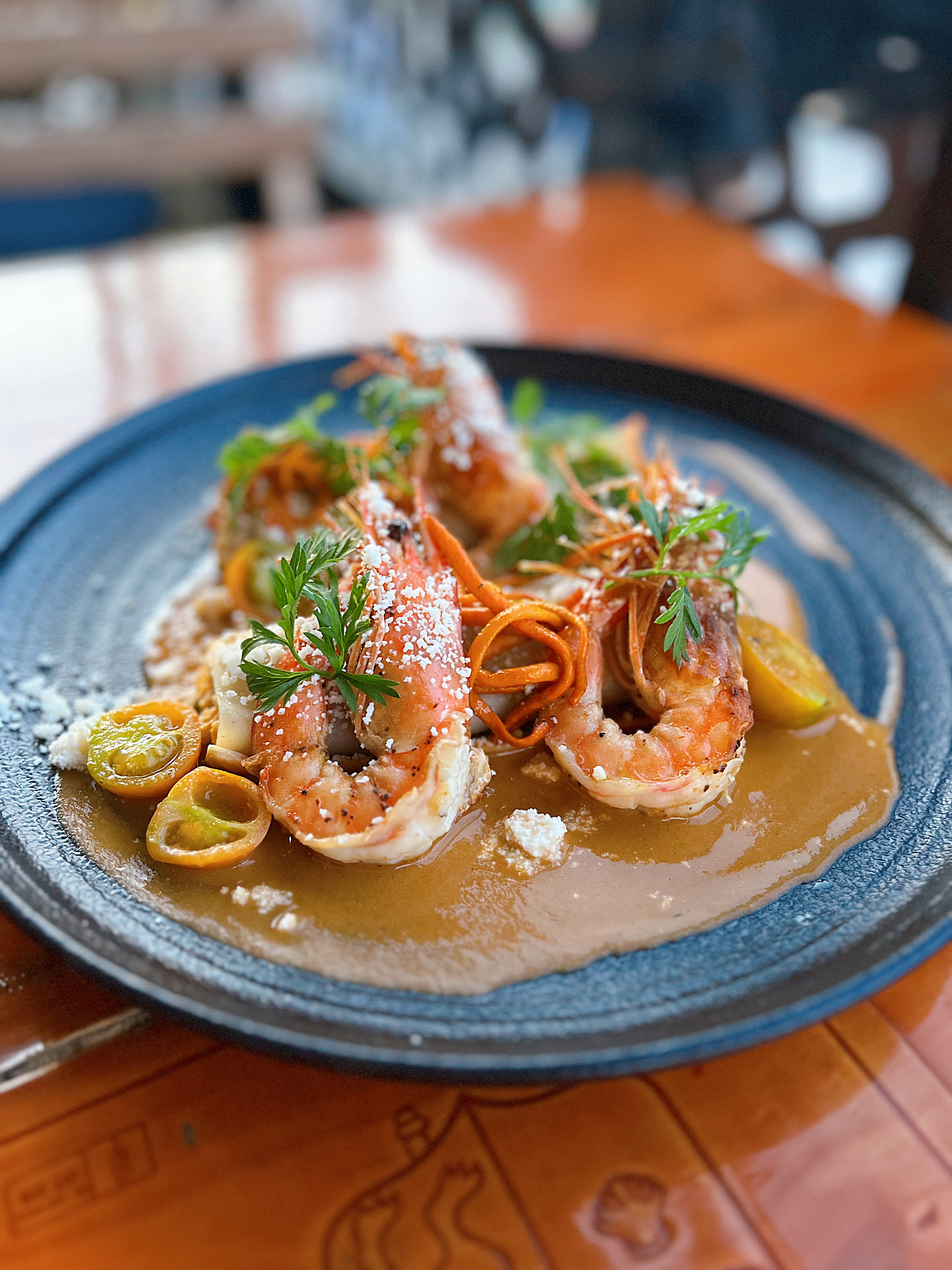 Sautéed King Prawns in Bisque Sauce at Et Voilà French Bistro