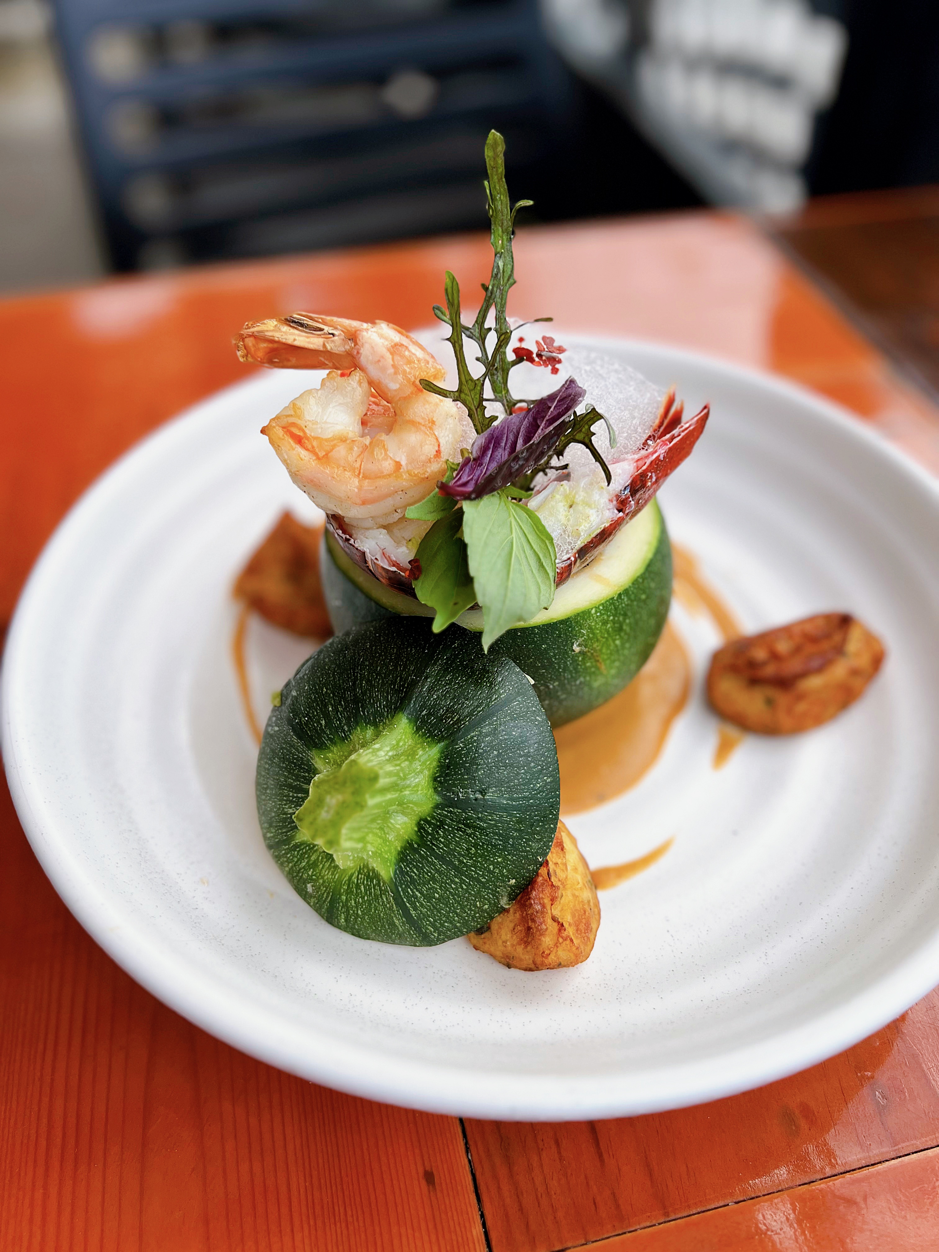 Stuffed Round Courgette with Jumbo Prawn at Et Voilà French Bistro
