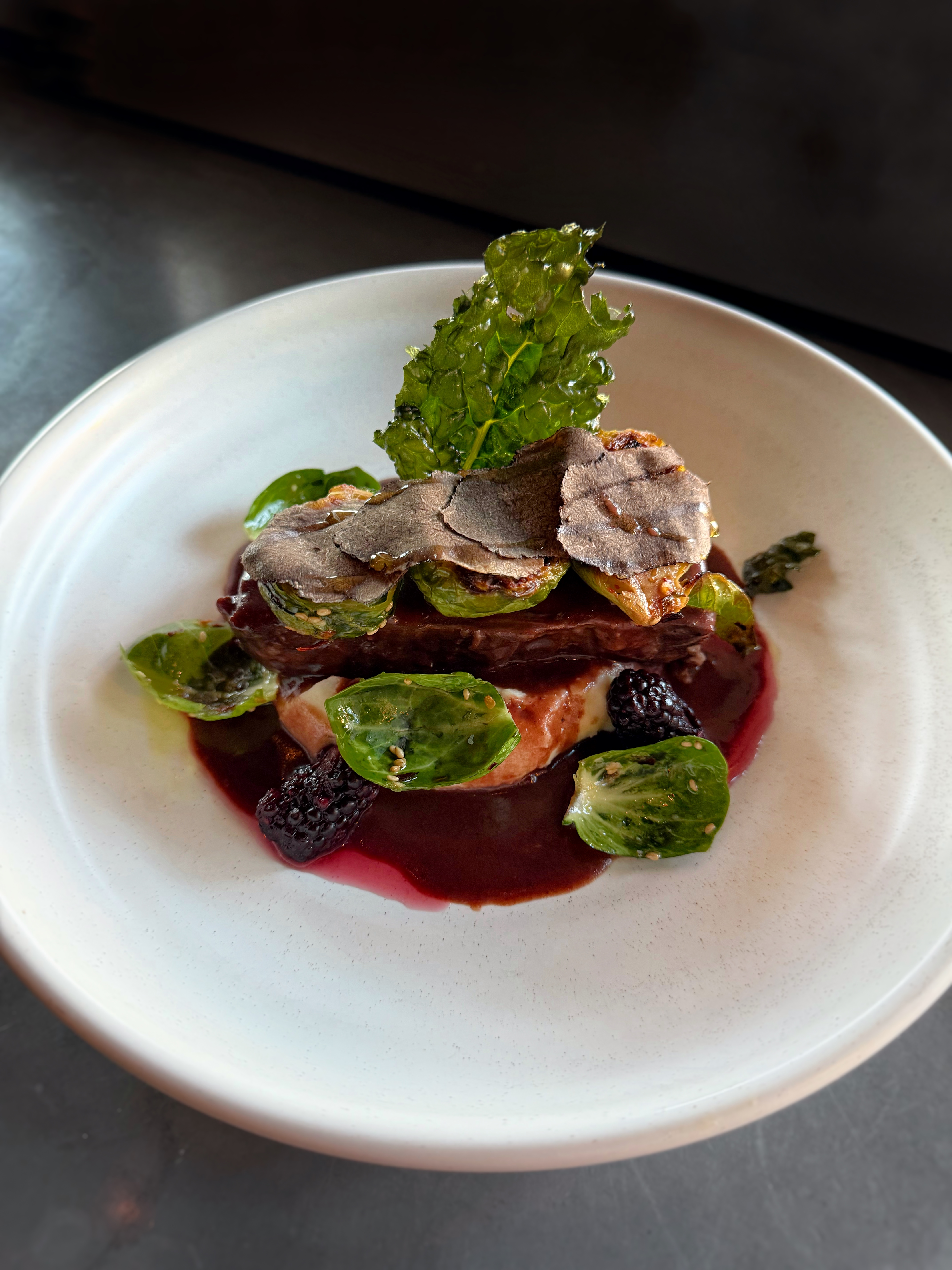 Braised Short Rib with Fresh Shaved Truffles at Et Voilà French Bistro