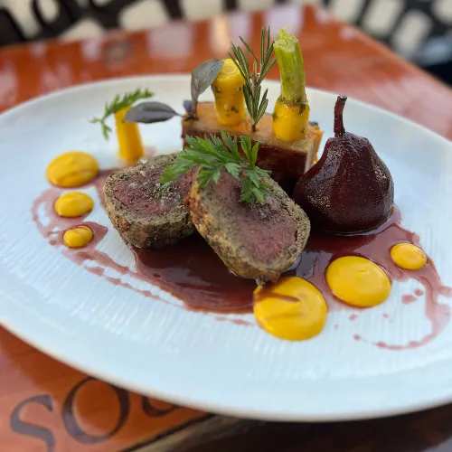Cured Meat Slices with Mustard & Pear at Et Voilà French Bistro
