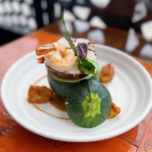 Stuffed Zucchini with Shrimp at Et Voilà French Bistro