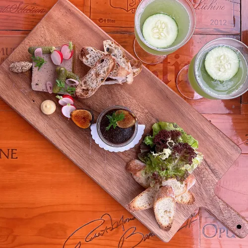 Sharing Board with Glasses at Et Voilà French Bistro