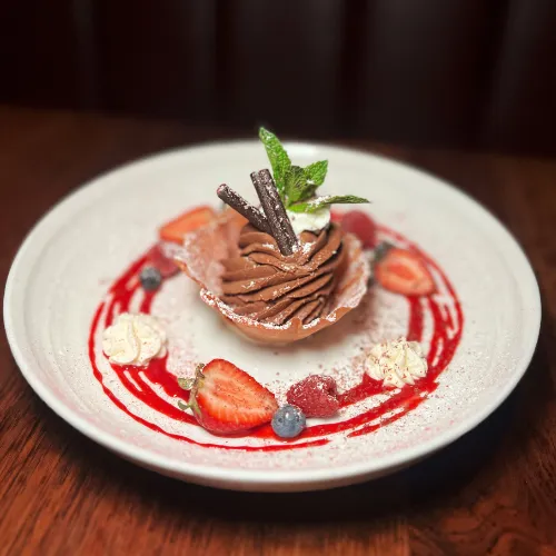 Chocolate Dessert with Berries at Et Voilà French Bistro