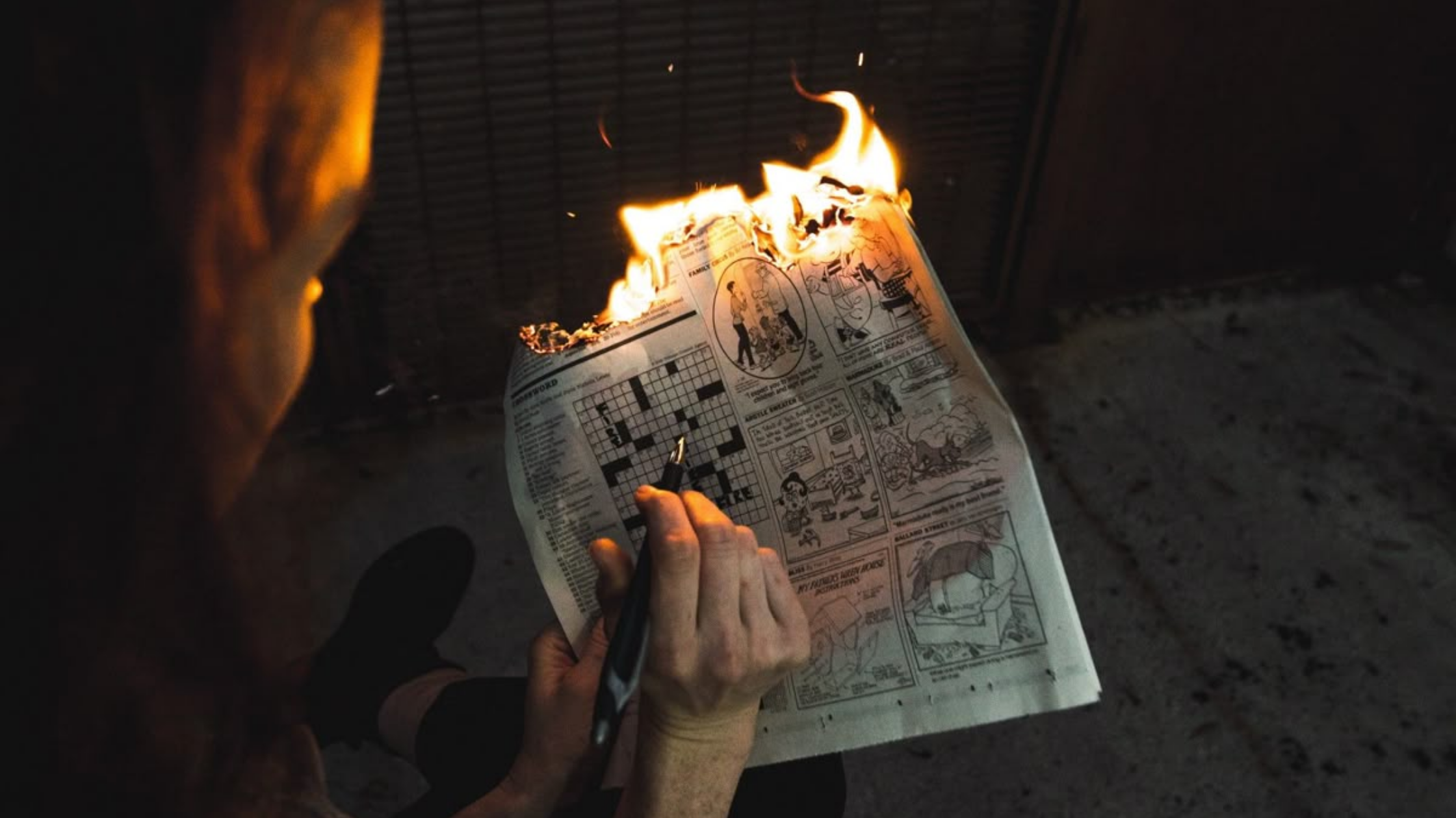 Person burning newspaper representing destroying narcissist's lies, releasing their false narrative, taking power back, and powerful action to shut down manipulation and reclaim control Person burning newspaper representing destroying narcissist's lies, releasing their false narrative, taking power back, and powerful action to shut down manipulation and reclaim control