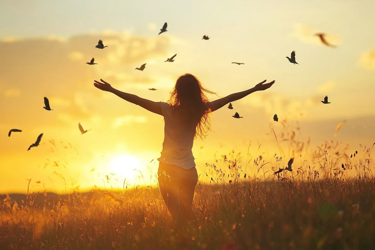 Woman celebrating freedom with open arms at sunset, representing the result of implementing protection strategies, effective boundaries, and narcissistic abuse survival tactics that lead to complete freedom and liberation Woman celebrating freedom with open arms at sunset, representing the result of implementing protection strategies, effective boundaries, and narcissistic abuse survival tactics that lead to complete freedom and liberation