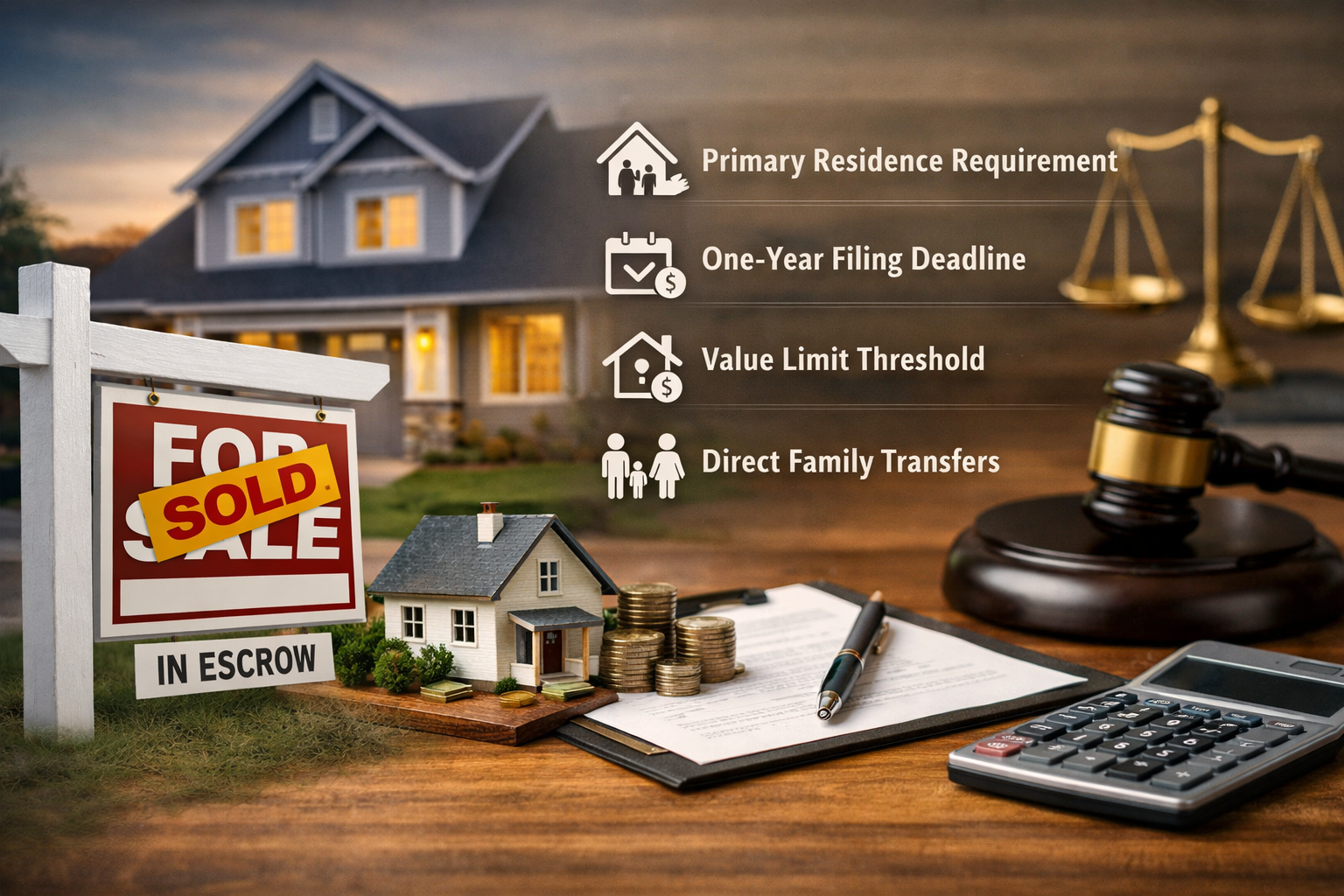 California property tax reassessment rules for family home transfers under Prop 19 with legal and real estate planning concepts