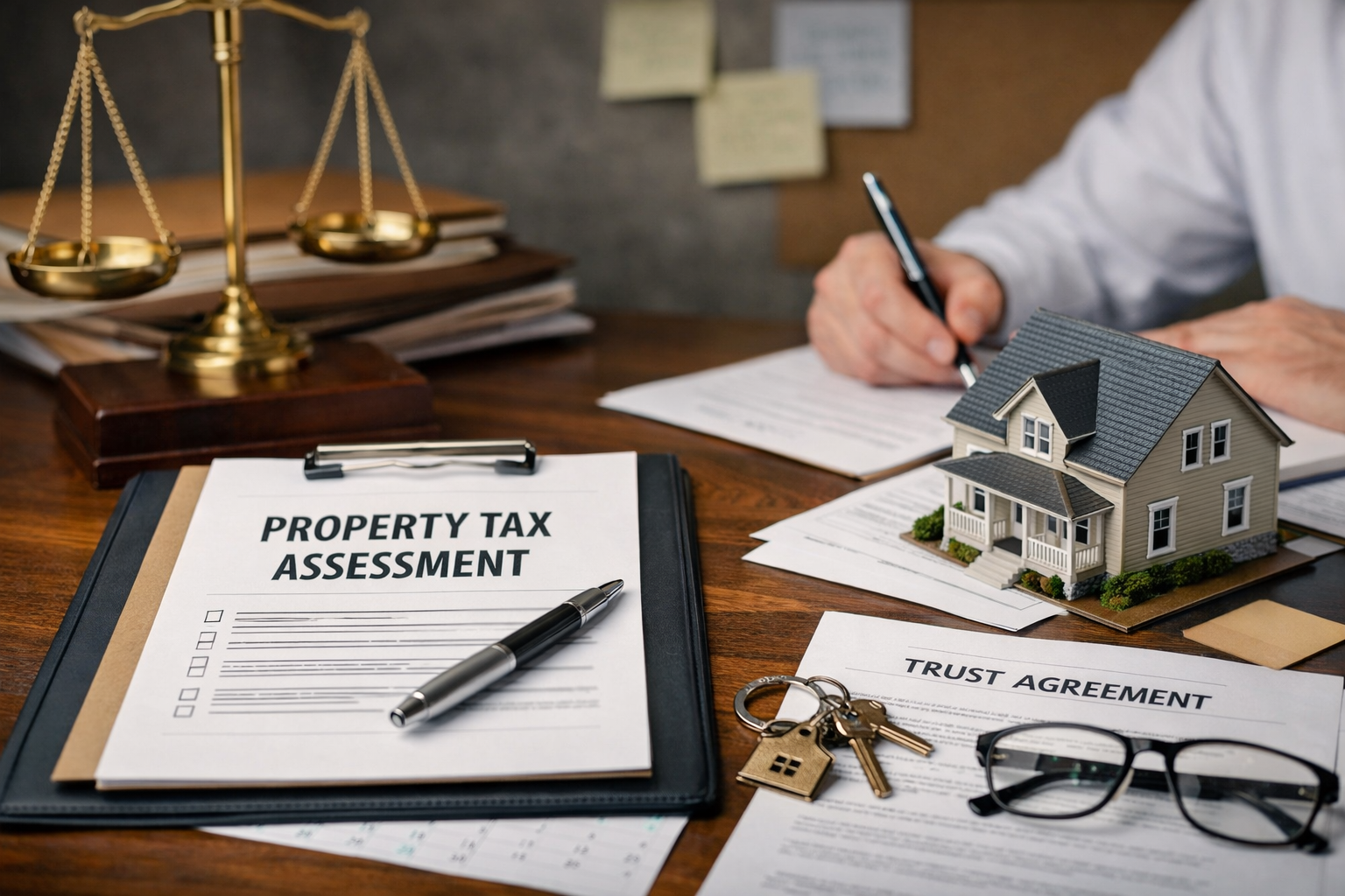 California property tax assessment and trust planning documents with family home model for estate and inheritance tax planning