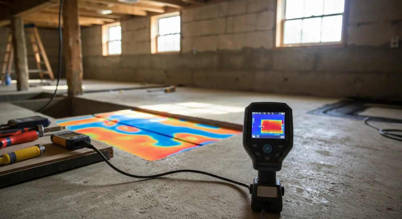 Slab leak detection in foundation
