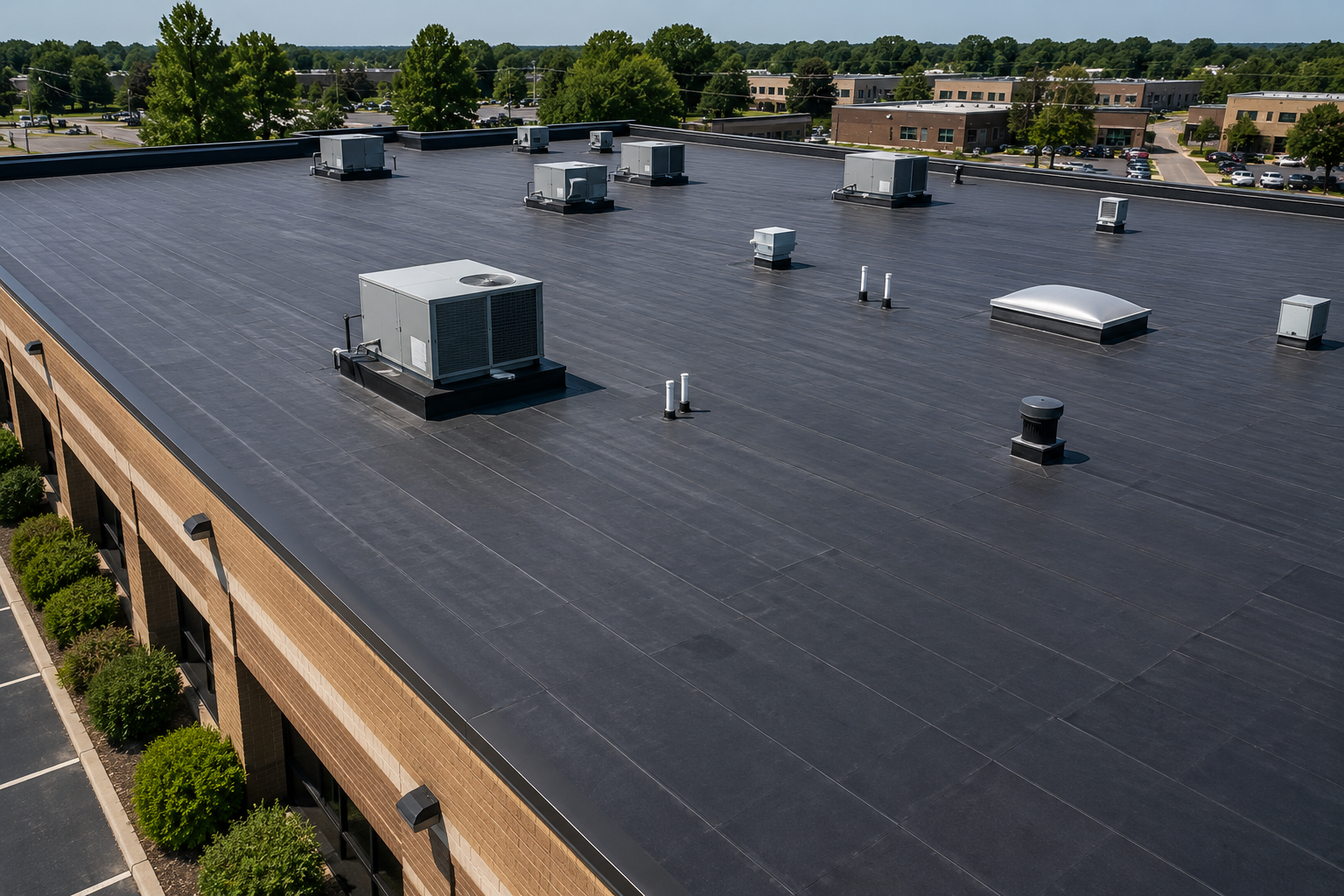 Commercial roofing contractor Stoughton WI - TPO flat roof Dane County Rock County - Badger Roofing of Wisconsin