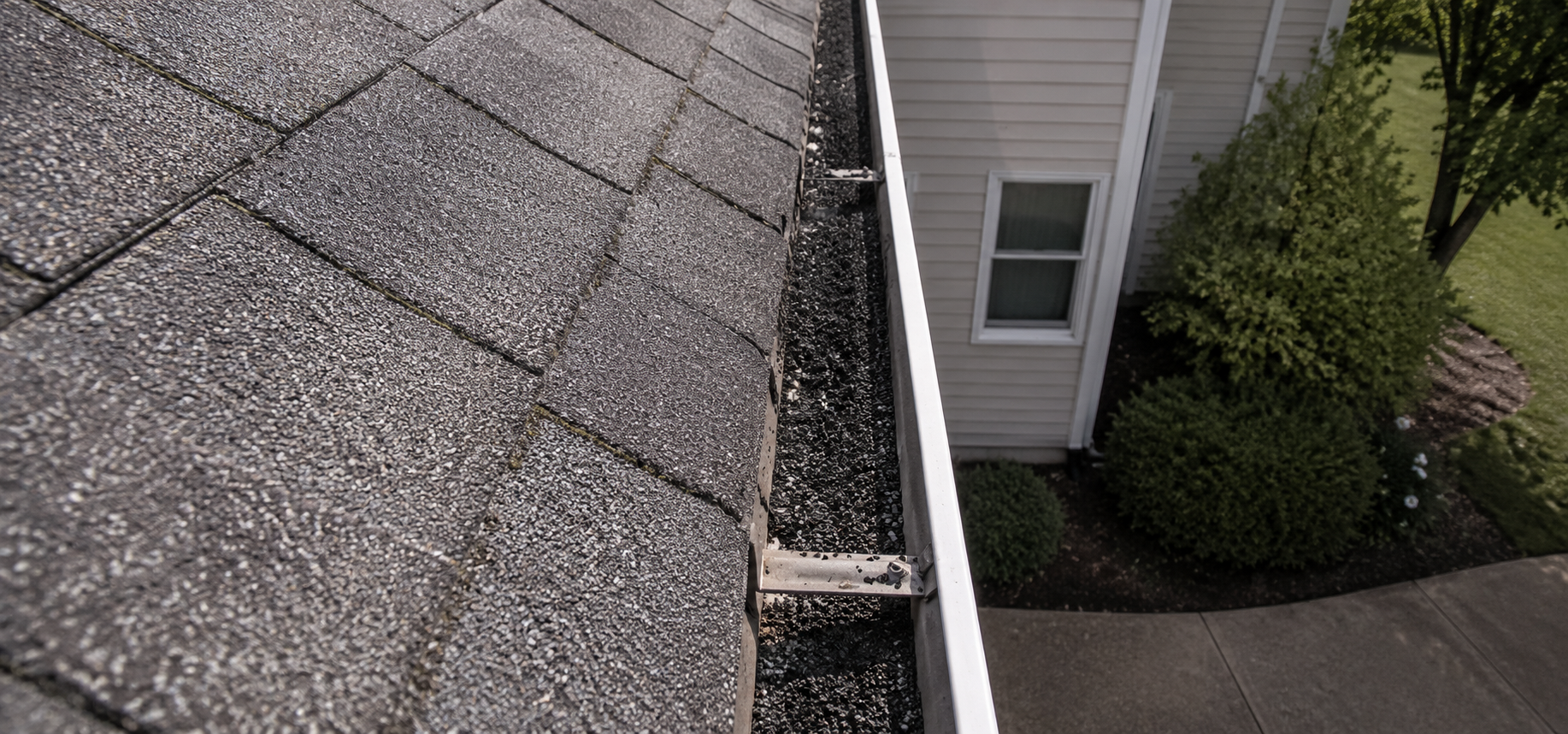granule loss in gutters | roof replacement Dane County Wisconsin | Badger Roofing of Wisconsin