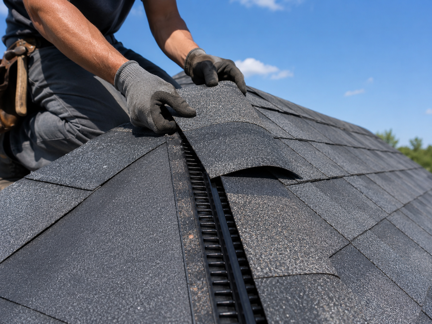 Ridge cap and ventilation installation Stoughton WI - Badger Roofing of Wisconsin