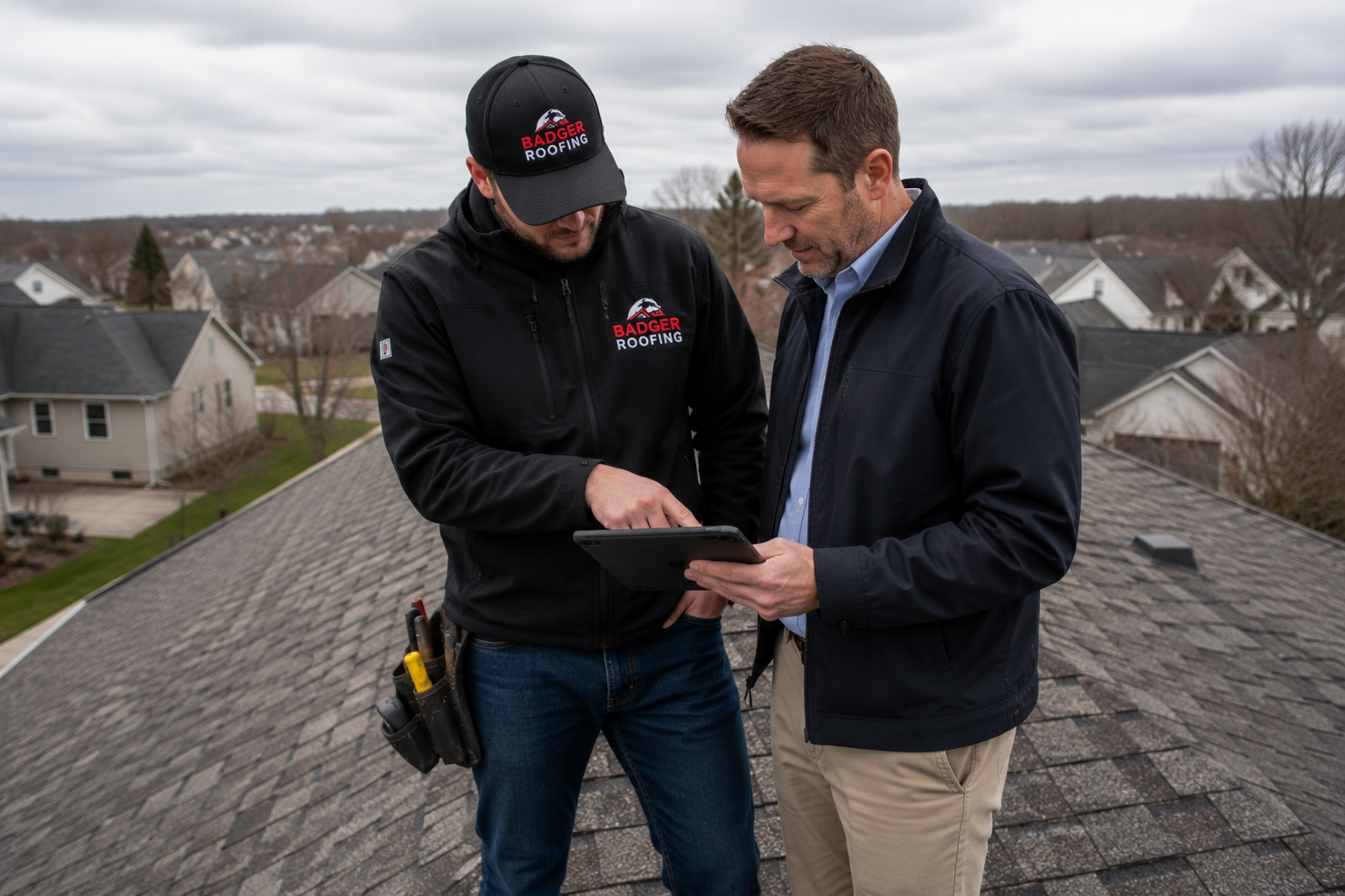 roofing contractor adjuster meeting Stoughton WI - Badger Roofing of Wisconsin