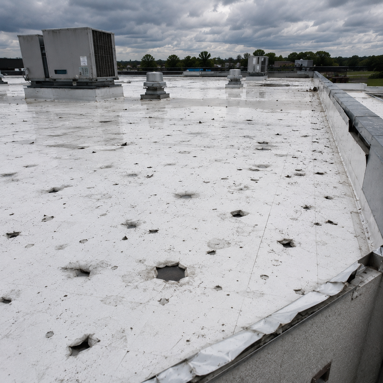 commercial storm hail damage roof repair Stoughton WI - Badger Roofing of Wisconsin